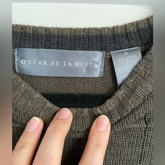 Oscar De La Renta Olive Sweater size M - Picture 2 of 4